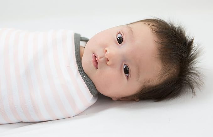 Amazing Baby Swaddle Blanket with Adjustable Wrap, Set of 3, Little Feather, Stripes and Solid, Pink, Small