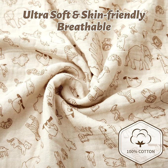 SiinvdaBZX 2 Pack Pack n Play Sheets, Ultra Soft Muslin Cotton Mini Crib Sheets Breathable Neutral Toddler Playard Bedding Cover for 38"x27" Portable/Mini Crib Mattresses (Animals + Acorn)