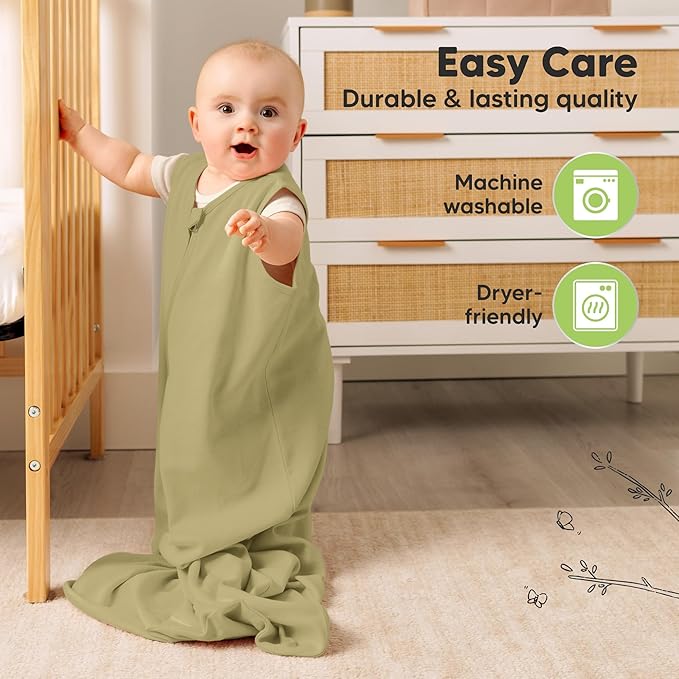 2-Pack Baby Sleep Sacks, Zipper Wearable Blanket - 0.5TOG Organic Cotton, Lightweight, Soft Cozy Infant Sleeping Sack 3-6 months, Easy to Wear Small Newborn Transition Swaddles Sleepsacks (Avocado)