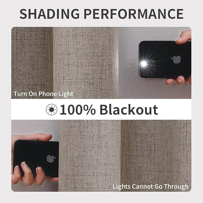 Joydeco 100% Blackout Curtains Customize for Living Room Bedroom, Linen Grommet Privacy Thermal Insulated Room Darkening Curtain 1 Panel (Custom Size, Color)