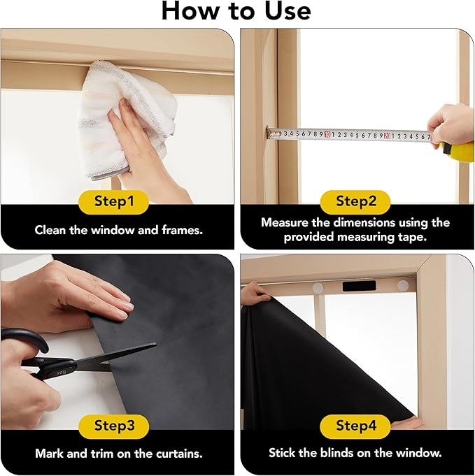 Deconovo 100% Blackout Shades for Windows, Thermal Blinds for Windows, Portable Black Out Window Covers for Baby Nursery, Bedroom, Travel, 1 Piece, Black, 79x51 Inch