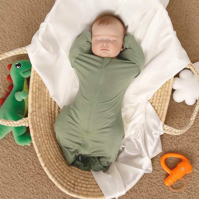MEXXI Swaddle Baby Sleep Sack With Arms Up, 2 Pack Baby Transitional Swaddle with Double Zipper, 0.5 TOG, 13-19 lbs, M