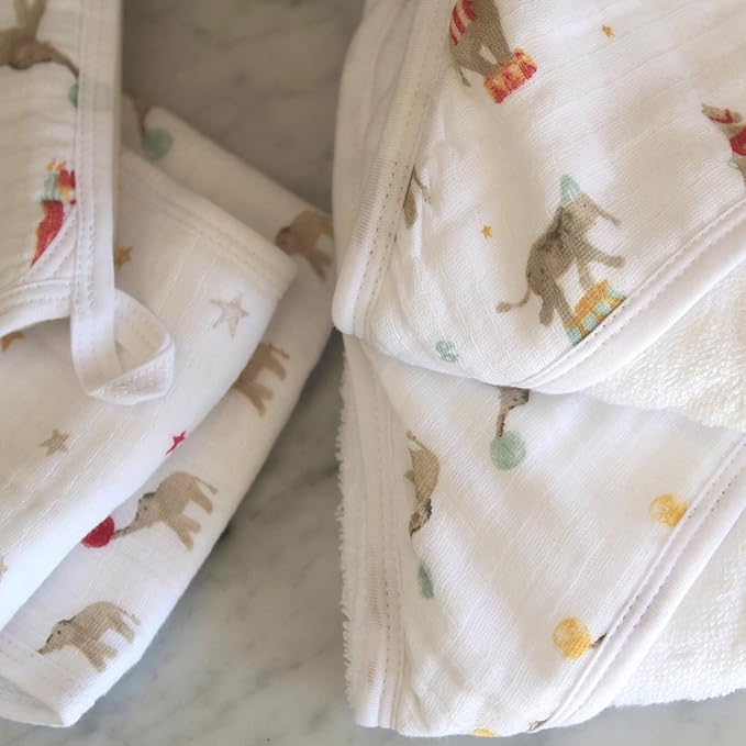 aden + anais Essentials Washcloth 3-Pack, Super Soft 100% Cotton Muslin, Gentle on Skin, 3 Absorbent 11x11 Layers, Softer with Every Use, Perfect for Babies, Infants, Toddlers, Elephant Circus