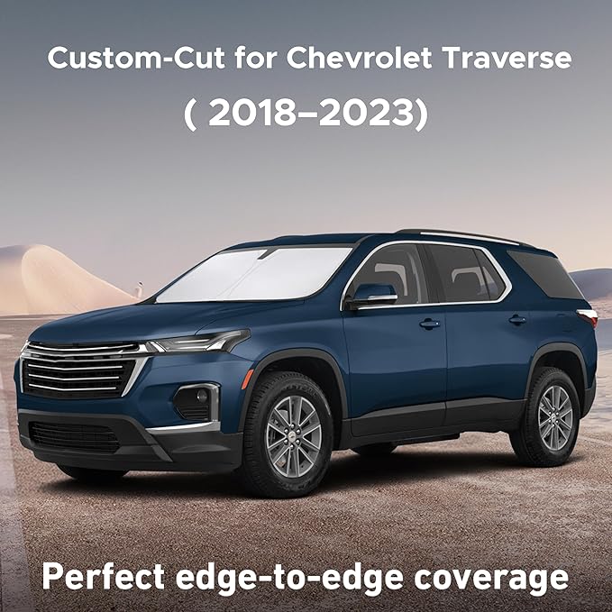 Econour Windshield Sunshade for Chevrolet Traverse 2018-2021 2022 2023, Sun Visor for Front Windshield & Window Sun Shade Cover, UV Heat Blocker & Protector, Car Accessories