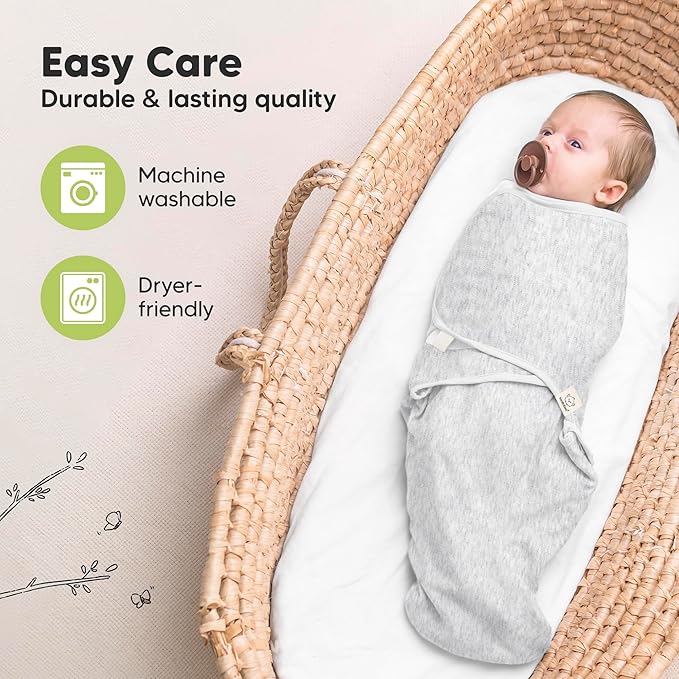 3-Pack Organic Baby Swaddle Sleep Sacks - Swaddles for Newborns, Infant 3-6 Months, Baby Girls, Boys, Soft & Snug Newborn Sleep Sack, Nursery Swaddling Blankets (Cloud, L)
