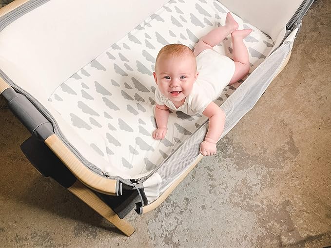 Bassinet Bed Sheets – Bassinet Fitted Sheets 4 Pack – 100% Jersey Knit Cotton Cradle Sheets – Bassinet Bedding for Standard Size Oval or Rectangular Bassinet Pads – Bassinet Sheet for Boy & Girl