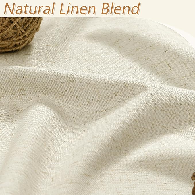 Guken 100% Blackout Curtains 100 Inch Length 2 Panels Set for Living Room Bedroom Back Tab Thermal Insulated Black Out Linen Drapes Room Darkening Window Curtains 100 Inches Long,Warm Beige