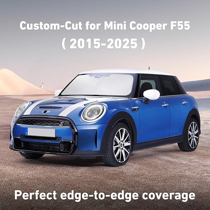 Econour Windshield Sunshade for Mini Cooper F55 2014-2022 2023 2024, Sun Visor for Front Windshield & Window Sun Shade Cover, UV Heat Blocker & Protector, Car Accessories