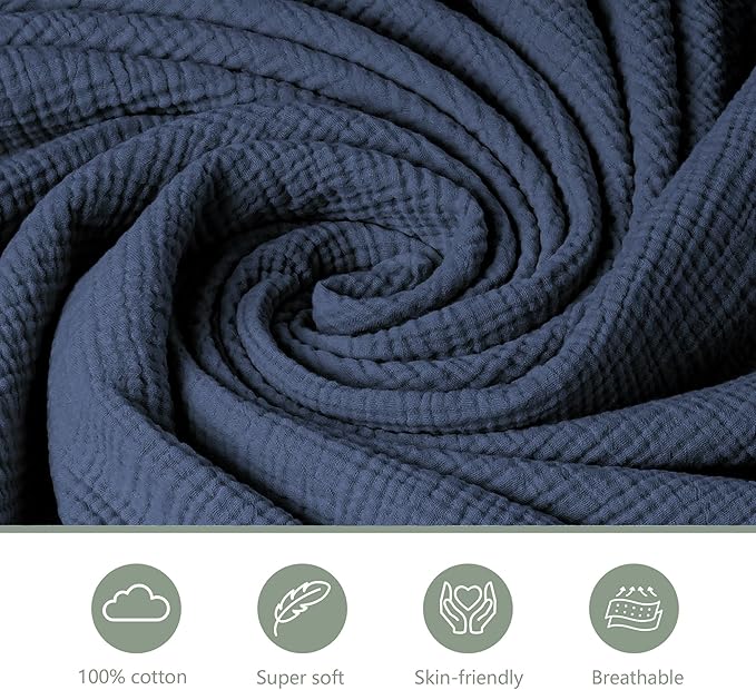 Baby Muslin Bassinet Sheets 3 Pack for Boys & Girls, Soft Breathable Cotton Bassinet Mattress Cover, Universal Fit for Hourglass, Oval, and Rectangle Mattress (Nightfall Blue)