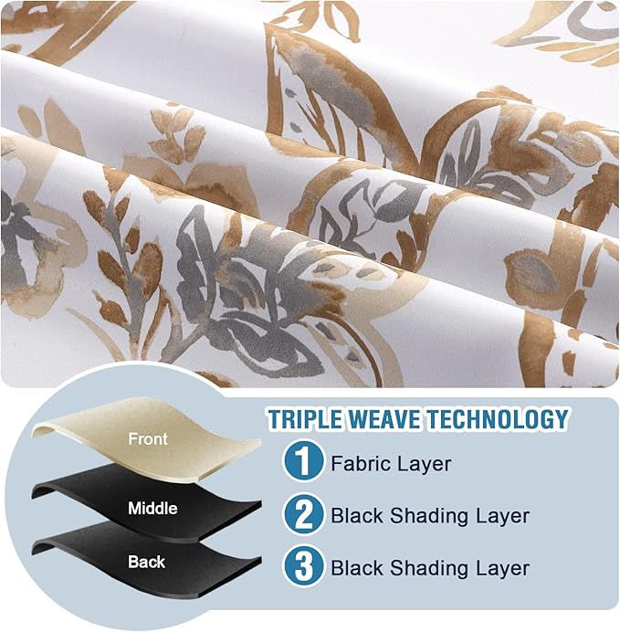 H.VERSAILTEX 100% Blackout Curtains for Bedroom Paisley Floral Printed Curtains 84 Inches Long Grommet Curtains & Drapes Thermal Curtains Window Treatments with Black Liner 2 Panels, Taupe