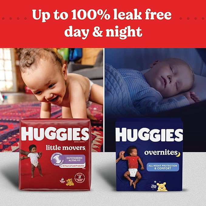 Huggies Size 8 Diapers, Little Movers Baby Diapers, Size 8 (46+ lbs), 34 Count