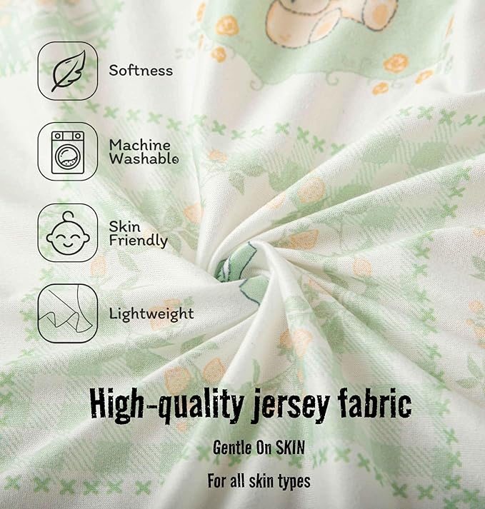 SDY Jersey Floral Bassinet Sheets for Baby Boys and Girls,32 "x 16 "x 4",2 Pack,Neutral Green Flower Standard Oval/Retangle Bassinet Mattress Sheets for Toddler,Super Soft Breathable