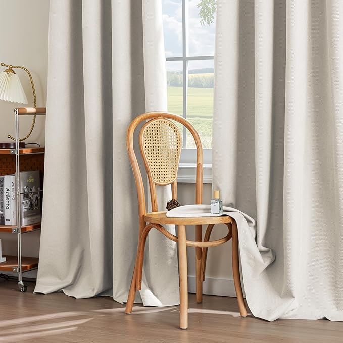 PrinceDeco 100% Blackout Curtains for Bedroom 96 Inches Long, Grommet Living Room Drapes, Thermal Insulated Blackout Curtains 2 Panels Set,Jacquard-Woven,55" W x96 L,Bleached Sand