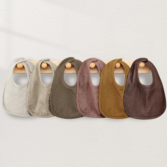 Wrrernsin Muslin Baby Bibs for Unisex Boys Girls, Cotton Drool Bibs, Adjustable Newborn Bibs for Drooling and Teething