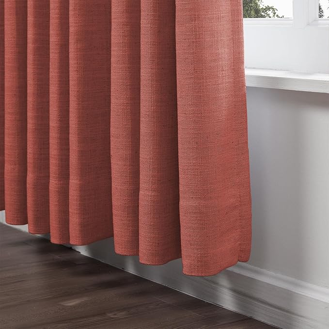 ChadMade 84 Inches Long Luxury Linen Drape Safe Room Darkening Curtain for Patio Door Glass Door Studio 84Wx84L, 1 Panel, Fiber Rick, Tallis Collection