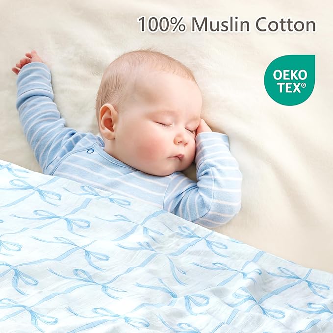 4-Pack 100% Cotton Muslin Swaddle Blankets, Large 47 x 47 Inches — Breathable Soft Receiving Blankets for Newborns, Swaddling Wraps, Baby Essentials, Registry Gift (Butterfly Floral Garden)