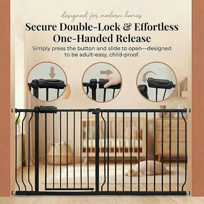 Extra Wide 62-67 Inch Baby Gates for Stairs, Doorways - No Drilling, Pressure Mounted Pet Gates for Kids & Dogs