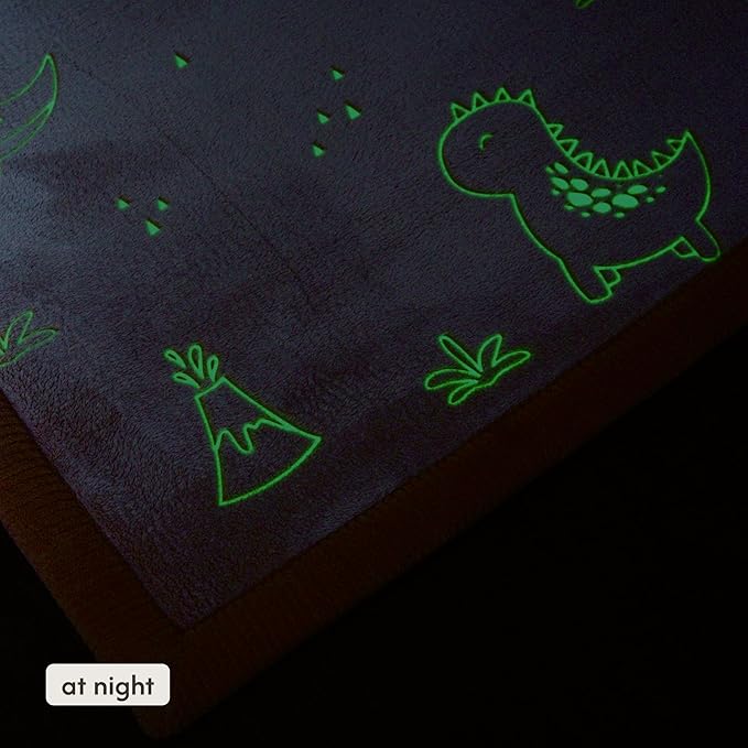 Hakuna Matte GlowCloud Baby Play Mat for Floor 47”x 67” Dinosaurs – Coral Velvet Memory Foam Rug for Crawling & Cozy Play – Non-Slip, Water-Resistant, Easy-Care Tummy Time Mat, Playmat for Playpen