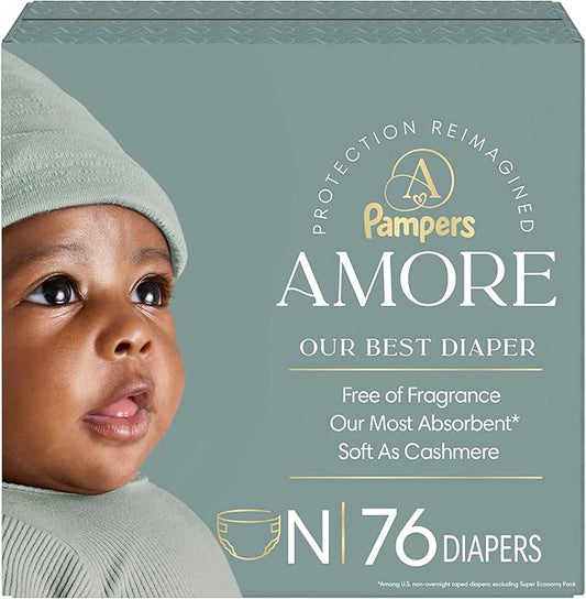 Pampers Amore, Size 0 (up to 10 lbs), 76 Count, Our Best Diaper