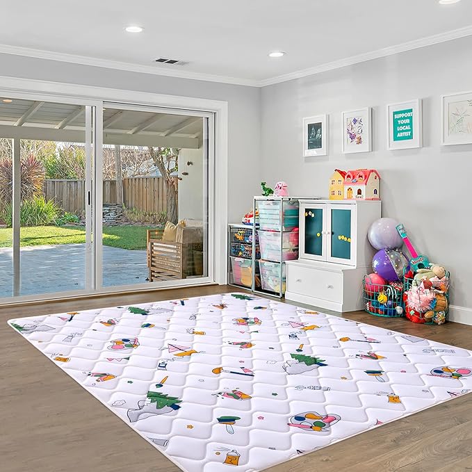 Baby Play Mat - 71" X 59",Premium Thicker Foam One-Piece Machine Washable, Extra Large Anti-Slip Soft Cushioning Foam Playmats for Babies and Toddlers, Foldable Baby Crawling Mat for Playpen