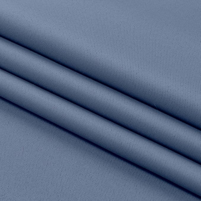 Aiyufeng Denim Blue Blackout Curtains for Bedroom 63 Inch Length 2 Panels, Solid Thermal Insulated Energy Saving Rod Pocket Window Treatment Curtains Blackout Drapes, W40 x L63 Inch, Denim Blue