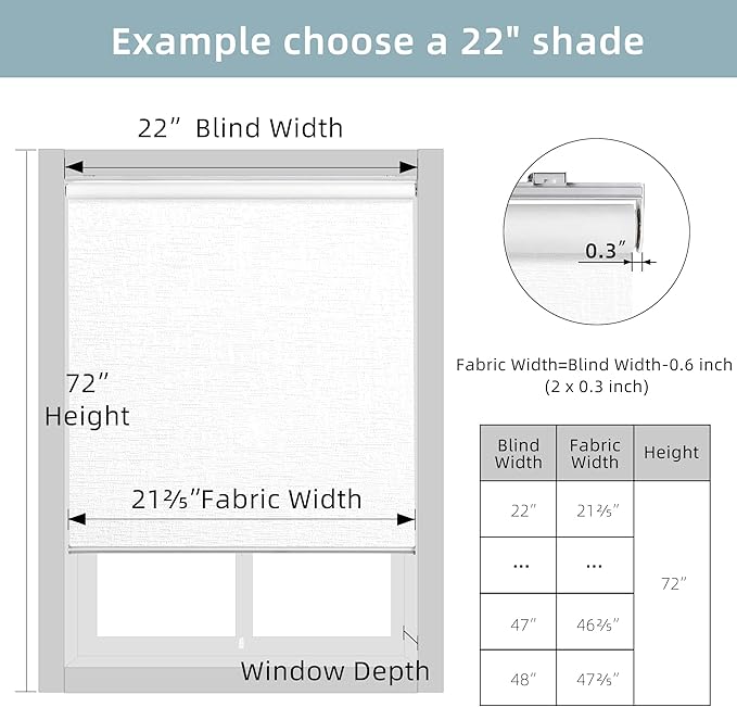 ChrisDowa Cordless 100% Blackout Roller Shade, with Striped Jacquard, Thermal Insulated, UV Protection Fabric, Total Blackout Blinds for Window, French Doors, Home and Office. White, 52" W x 72" H