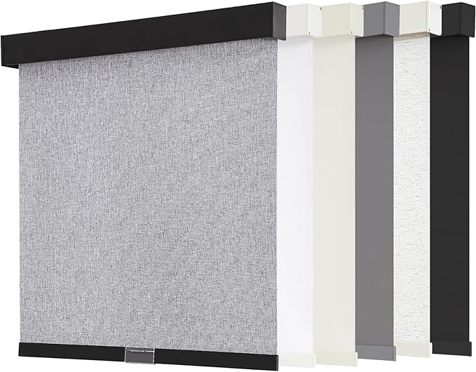 AOSKY Blackout Roller Shades Cordless Blinds for Windows, Free-Stop Shades with Valance, Thermal Insulated Fabric, UV Protection, Natural Woven Blinds for Home and Office (25" W x 72" H, Heather Grey)