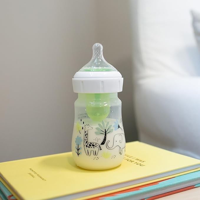 Dr. Brown's Anti-Colic Options+ Wide-Neck Baby Bottle Designer Edition Bottles, Jungle Decos, 5 oz/150 mL, Level 1 Nipple, 0m+, 2-Pack