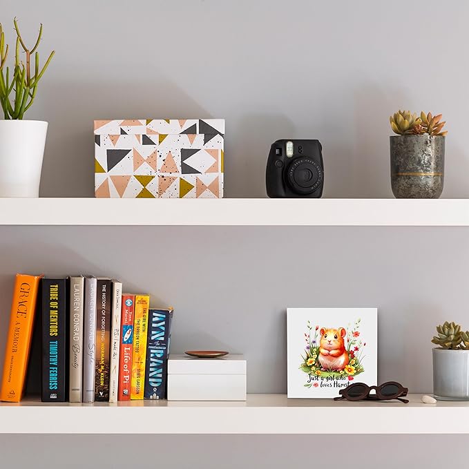 Hamster Decor Wooden Box Sign Decorative, Home Room Desk Decorations For Teens Teenage Girls Age 8-12, Hamster Lovers Themed Gifts Stuff Accessories Things Merchandise Items!