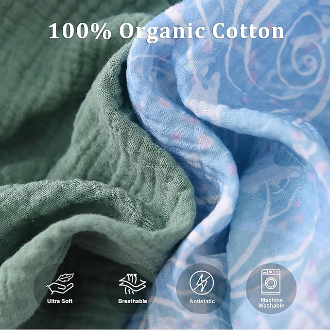 Organic Cotton Muslin Bassinet Sheets, 2 Pack – Soft, Breathable, Universal Fit for Oval, Rectangle & Hourglass Mattresses, Machine Washable, Neutral Colors for Baby Boys & Girls