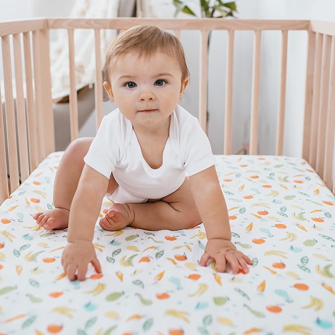 aden + anais Essentials Classic Crib Sheet, 100% Cotton Muslin, Super Soft, Breathable, Tailored Snug Fit, Farm to Table