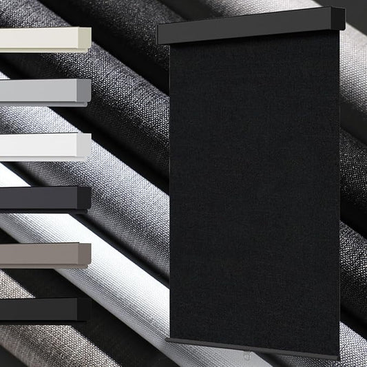 100% Blackout Roller Shades, Free-Stop Cordless Roller Blinds for Windows, Linen Fabric, Thermal Insulated Linen Fabric Window Shades UV Protection for Home, Door, Black43.5 W x 72" H