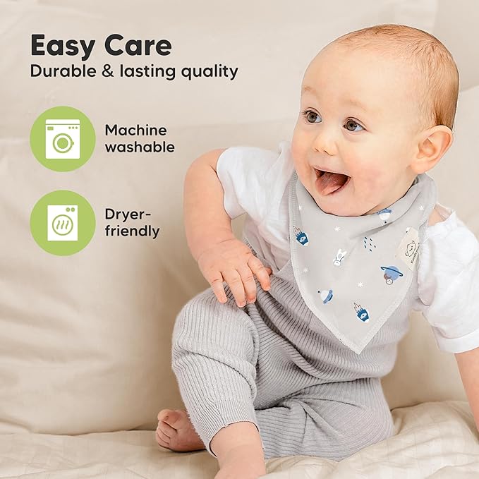KeaBabies 8-Pack Organic Baby Bandana Bibs for Boys, Girls - Super Absorbent Triangle Baby Bibs for Drooling and Teething Infant, 100% Cotton Extra Soft for Newborn, Infant 0-36 Months (Cosmo)
