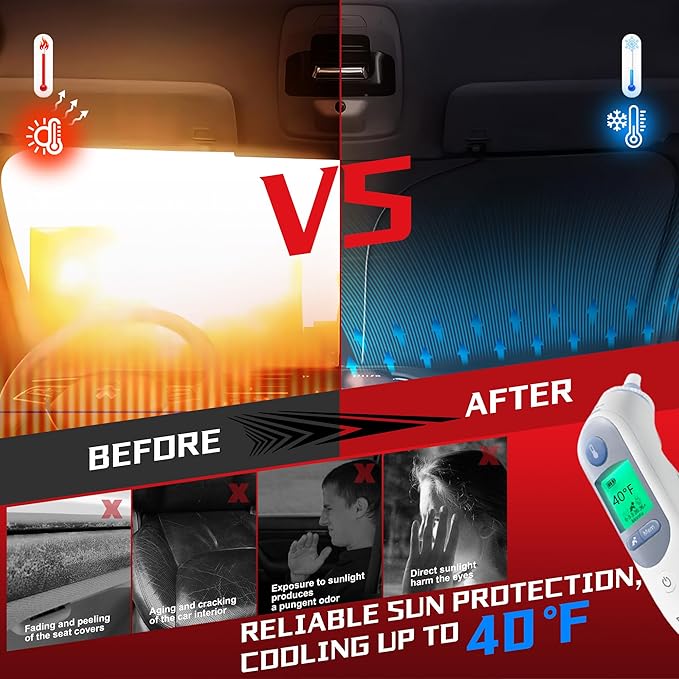 Windshield Sun Shade for 2017-2024 Che-vrolet/Chevy Bolt EV(NOT for Bolt EUV),Foldable Sun Sunshade for Car Front Window Blocks UV Rays Automotive Interior Protector Custom Fit Accessories