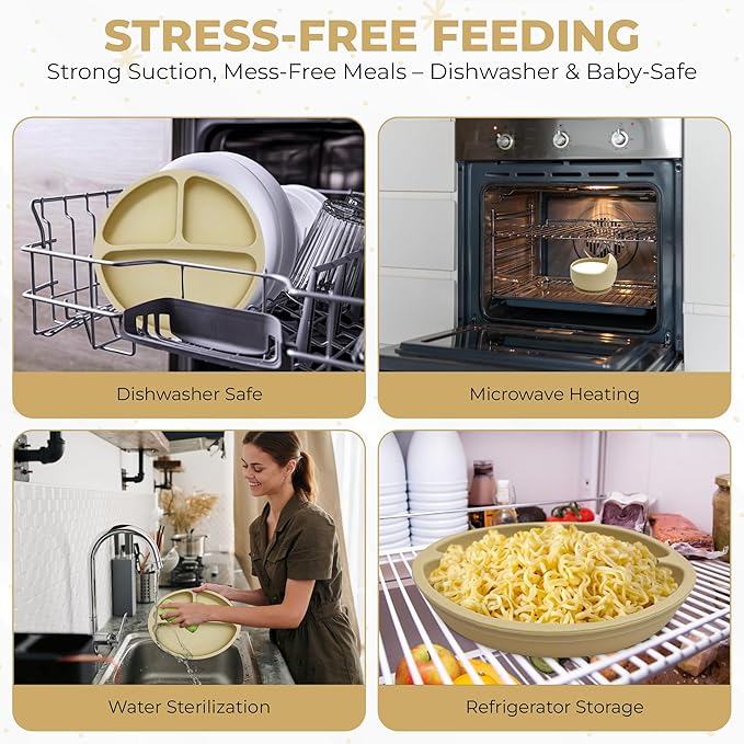 SprocketSprouts 12-Piece Silicone Baby Feeding Set – Suction Bowl, Divided Plate, Bib, Utensils & More – BPA-Free Toddler Mealtime Essentials for Self-Feeding & Baby-Led Weaning