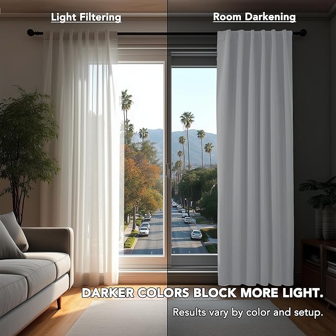 Deconovo Curtains – Room Darkening, Noise-Reducing, Thermal Insulated – Energy-Efficient Window Treatment for Bedroom, Living Room & Home Office – 2 Panels, Pure White, 52W x 108L Inch