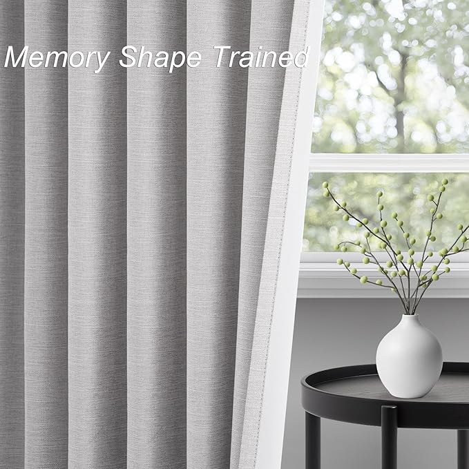 Topfinel 100 Inch Long Black Out Custom Drapery Panels, Light Grey Blackout Curtains, Nursery Kids Insulated Heat Blocking Sound Block Tab Top Rod Pocket Curtains for Patio Bay Window Winter