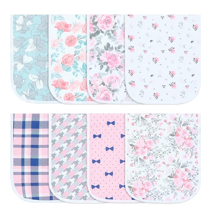 Hakochia Burp Cloths for Baby Boy & Girl Large Unisex Burp Clothes Extra Absorbent Soft Neutral Burping Rags Spit Up Cloth Sets for Newborns 8-Pack