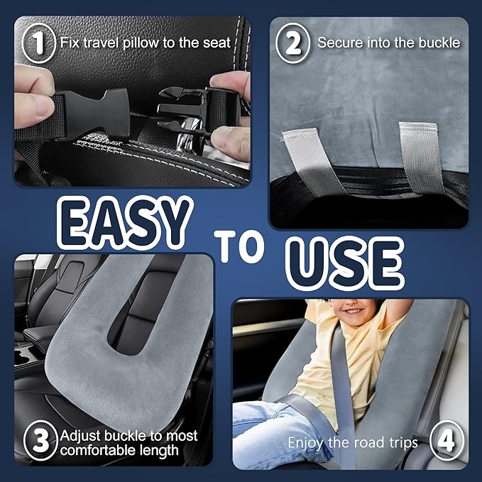 Car Pillow for Kids, Car Pillow, Travel Pillow Cushion for Car and Adults, Support Head and Neck on Road Trips, Blue