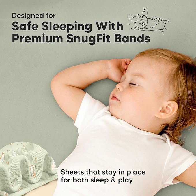 Pack and Play Sheets Fitted - 2-Pack Mini Crib Sheets for Pack N Play Mattress 38x26, Soft & Cozy, Neutral Toddler Playard Bedding, Snug Fitted Mini Baby Crib Mattress Cover Boy, Girl (Foxtrot)