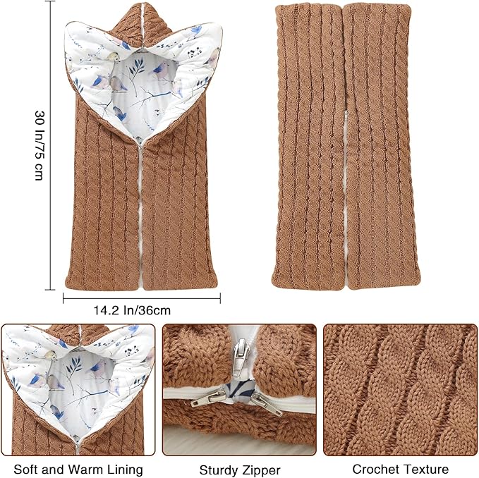 Yanmucy Baby Swaddle Blanket Multifunction Wrap Knitted Sleeping Bag Newborn Baby Receiving Blankets Stroller Wrap for 0-12 Months (Coffee)