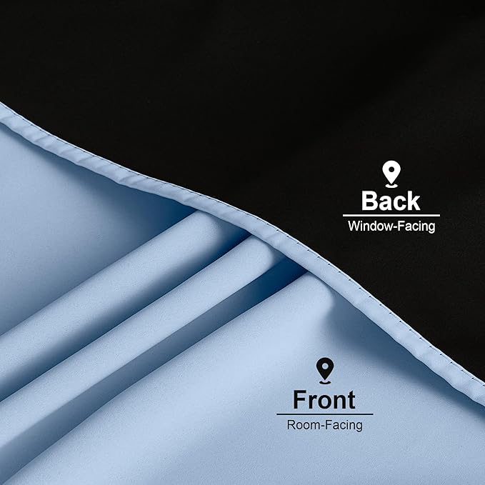 NICETOWN Vintage Blue Full Blackout Curtains, 2 Panels of 52x84 Inch, Thermal Insulated & Energy Efficient Window Treatment, Shading Draperies for Bedroom, Living Room, Rod Pocket Back Tab