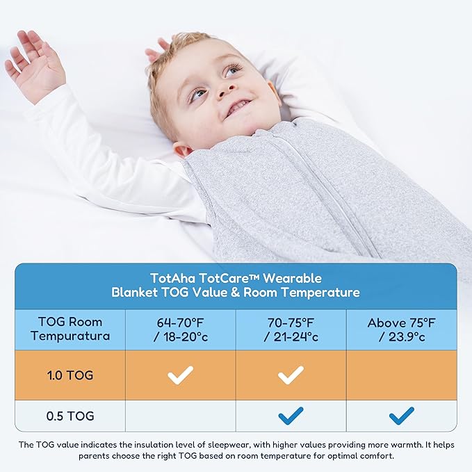 TotAha Baby Sleep Sack 6-12 Months, Soft, Warm, Winter 1.0 TOG Wearable Blanket Baby Sleeping Bag with 2-Way Safe Zippers