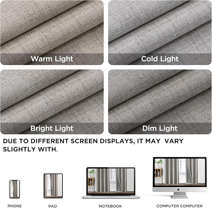 Joydeco Blackout Curtains 63 Inch Length, Living Room Curtain 2 Panels Set, Grommets Room Darkening Textured Thermal Drapes, Greyish White Blackout Curtains for Bedroom (42x63inch)