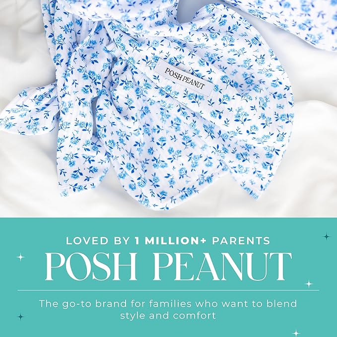 Posh Peanut Swaddle Blanket & Headband Set – Viscose from Bamboo Stretchy Baby Swaddle for Newborn Girls, Receiving Blanket or Nursing Cover