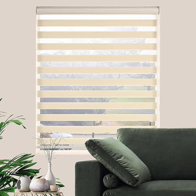 Zebra Blinds Window Blind Zebra Shade Blinds for Windows Roller Sheer Shades Privacy Light Filtering Shades for Home Kitchen Bathroom (Width 72'' X Height 72'' Cream)