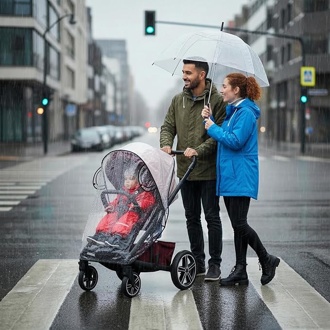 Universal Rain Cover Compatible with Nuna Stroller, Waterproof Weather Shield, Clear Protective Cover with Ventilation, Travel-Ready Stroller Accessory
