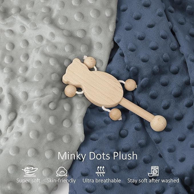 Susurration 2Pack Changing Pad Covers Super Soft Minky Dots Plush Changing Table Covers 33x17x7in Breathable Changing Pad Sheets for Unisex Baby Girls and Boys (Grey&Blue)