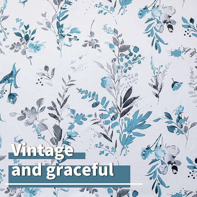 MYSKY HOME Floral Blackout Curtains 95 inches Long for Living Room Darkening Thermal Insulated Panels Light Blocking Grommet Vintage Classical Flower Curtains Drapes, 2 Panels, Turquoise