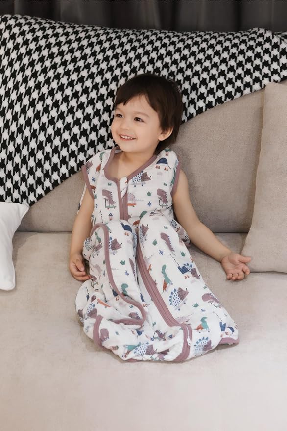 TADO MUSLIN Baby Sleep Sack 2-4 T Baby Wearable Blanket 100% Organic Cotton 0.5 TOG Toddler Sleep Sacks 2- Way Zipper Soft 4 Layers Muslin 2T 3T 4T Dinosaur